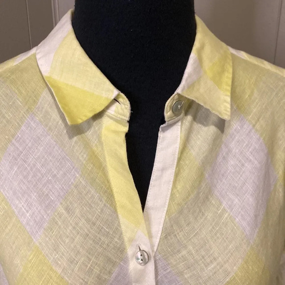 Chico’s 2 Gingham Maxi Shirt Long Sleeve Button Down Checkered Roll Up Sleeve - Picture 4 of 9